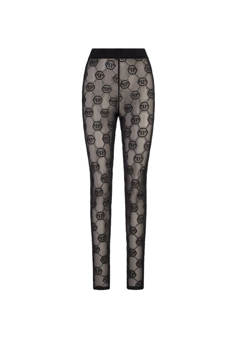 Leggings Tulle Monogram Neri PHILIPP PLEIN | AADCWRT1572PTE003N02