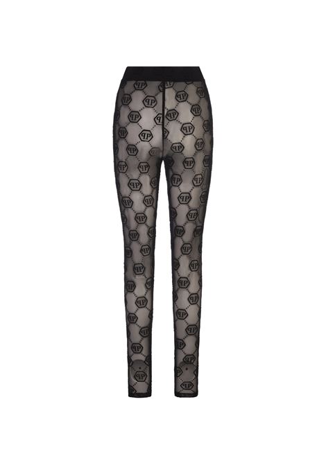 Black Tulle Leggings Monogram PHILIPP PLEIN | AADCWRT1572PTE003N02