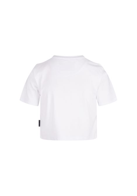 Crystal Hexagon Round Neck SS T-Shirt In White PHILIPP PLEIN | AADCWTK3407PTE003N01