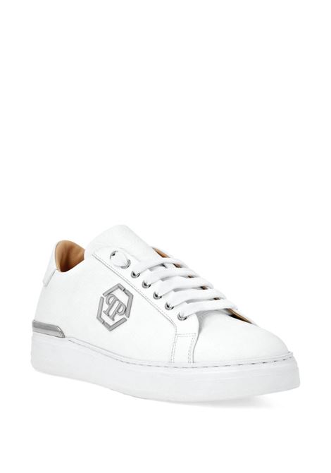 White Nappa Leather Low-Top Sneakers Monogram PHILIPP PLEIN | AADSUSC0665PLE010N01