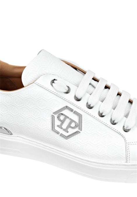 White Nappa Leather Low-Top Sneakers Monogram PHILIPP PLEIN | AADSUSC0665PLE010N01