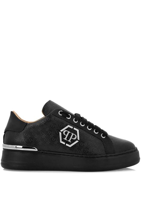 PHILIPP PLEIN Sneakers Low-Top Monogram In Nappa Nera - PHILIPP PLEIN