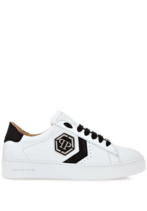 Sneakers Low-Top In Nappa Bianca Strass Hexagon PHILIPP PLEIN | AADSUSC0678PLE075N02