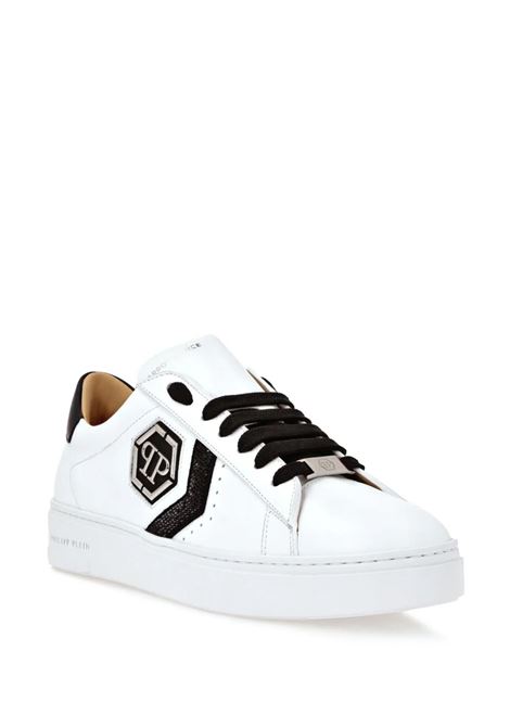 Sneakers Low-Top In Nappa Bianca Strass Hexagon PHILIPP PLEIN | AADSUSC0678PLE075N02