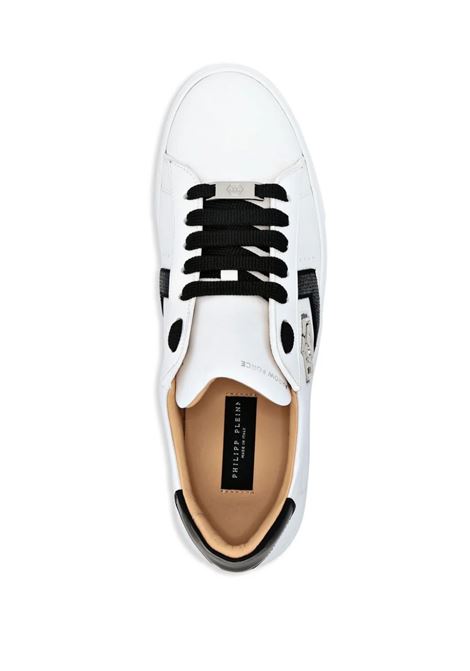 White Nappa Leather Low-Top Sneakers Strass Hexagon PHILIPP PLEIN | AADSUSC0678PLE075N02