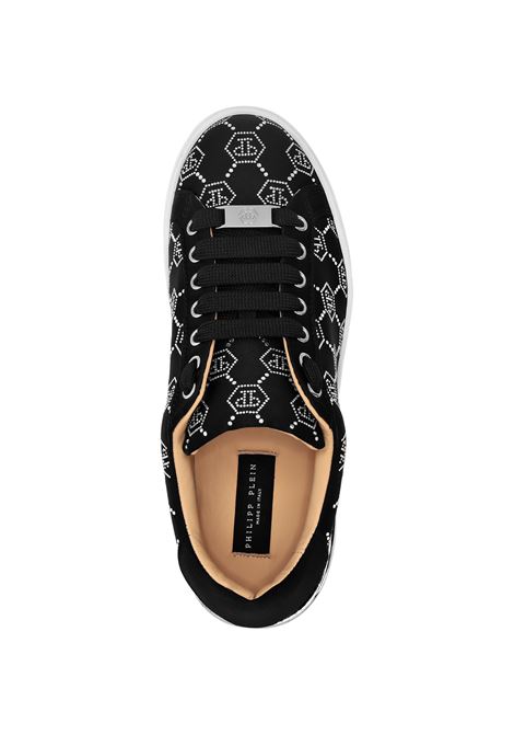 Satin Low-Top Sneakers Strass Monogram Nere PHILIPP PLEIN | AADSWSC2758PTE028N02