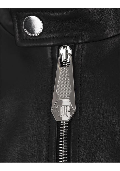 Black Basic Leather Moto Jacket PHILIPP PLEIN | FADCMLB1882PLE010N02