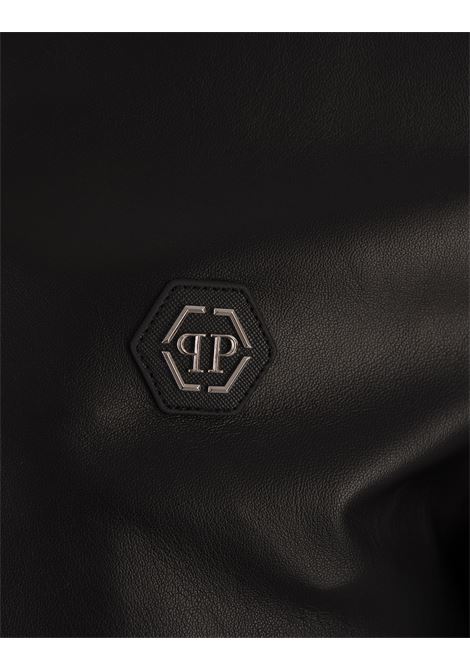 Black Leather Bomber Jacket With PP Hexagon PHILIPP PLEIN | FADCMLB1887PLE010N02