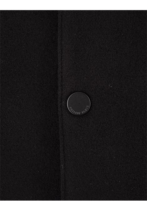 Black Hoodie Sweatjacket with Leather Sleeves PHILIPP PLEIN | FADCMRB2513PTE120N02