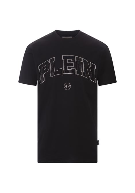 T-Shirt Round Neck SS Stones In Black PHILIPP PLEIN | FADCMTK7349PJY002N02