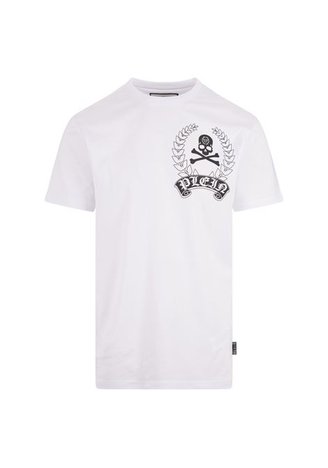 White SS Round Neck T-Shirt With Print PHILIPP PLEIN | FADCMTK7353PJY002N01