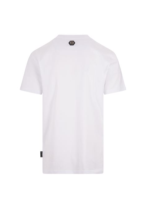 White SS Round Neck T-Shirt With Print PHILIPP PLEIN | FADCMTK7353PJY002N01