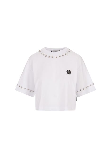 Cropped T-Shirt Stars In White PHILIPP PLEIN | FADCWTK3331PJY002N01