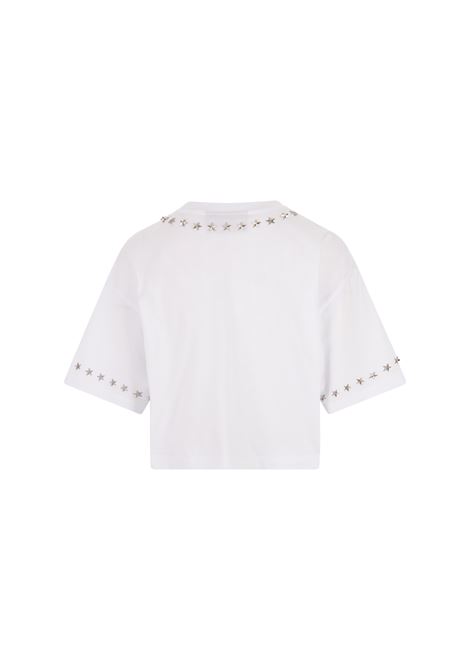 Cropped T-Shirt Stars In White PHILIPP PLEIN | FADCWTK3331PJY002N01