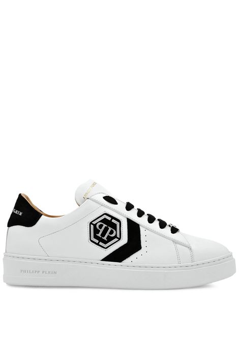 PHILIPP PLEIN Sneakers Low-Top Arrow Force In Pelle Bianca e Nera - PHILIPP PLEIN