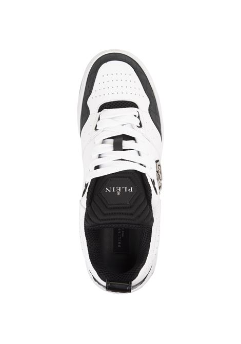 White And Black Croco Printed Leather Low-Top Sneakers PHILIPP PLEIN | PADSMSC3959PLE005N0102