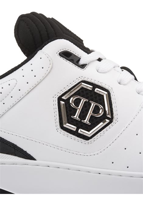 Sneakers Low-Top Bianche e Nere In Pelle Stampata Coccodrillo PHILIPP PLEIN | PADSMSC3959PLE005N0102