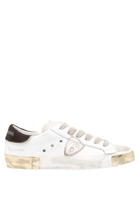 White, Gold and Brown Prsx Sneakers PHILIPPE MODEL | PRLDXE05