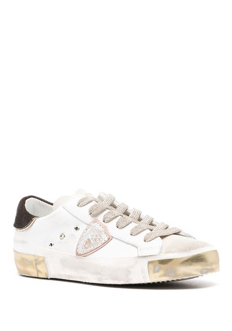 White, Gold and Brown Prsx Sneakers PHILIPPE MODEL | PRLDXE05