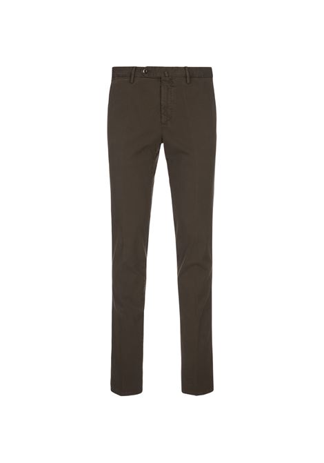 Dark Brown Stretch Cotton Slim Fit Trousers PT TORINO | VT01Z00CL1-NK03Y446