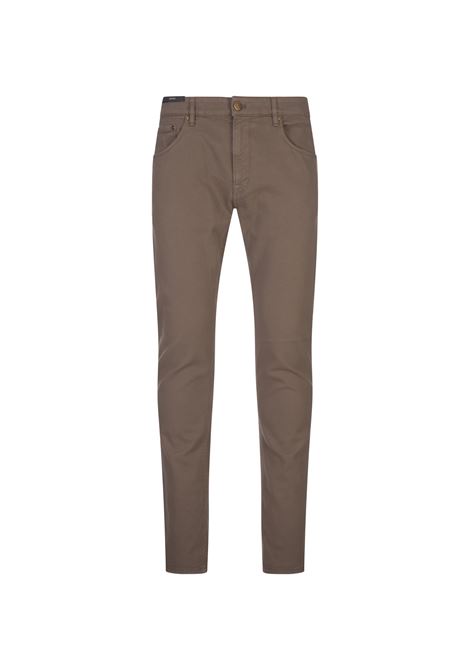 Brown Slim Fit Cotton and Lyocell Trousers PT05 | PP05Z0-TU96T0H105