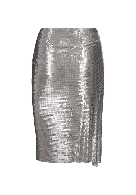 Silver Draped Midi Skirt In Chainmail RABANNE | 19EIJU015MH0062P040