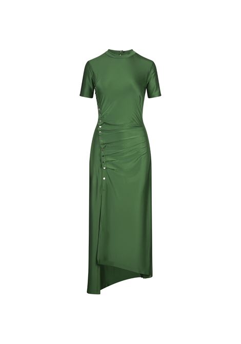 RABANNE Abito Lungo Drappeggiato In Satin Stretch Verde - RABANNE