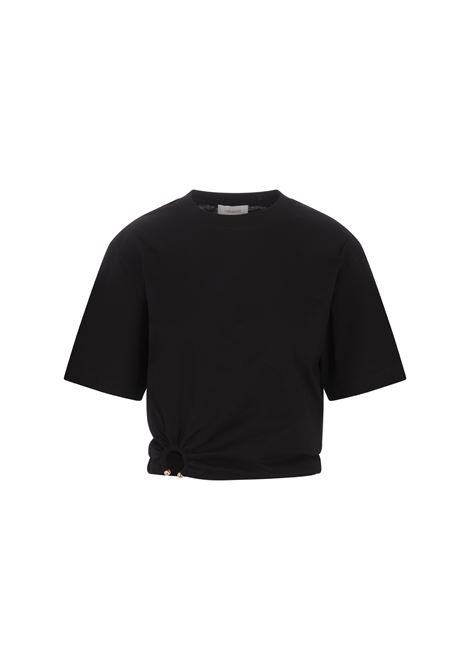 T-Shirt Crop Nera Con Dettaglio Anello Laterale RABANNE | 24AJTE146C00494P001
