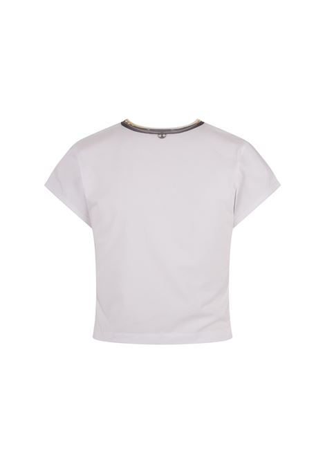 White Short T-Shirt With Graphic Print RABANNE | 24AJTE169C00534P100