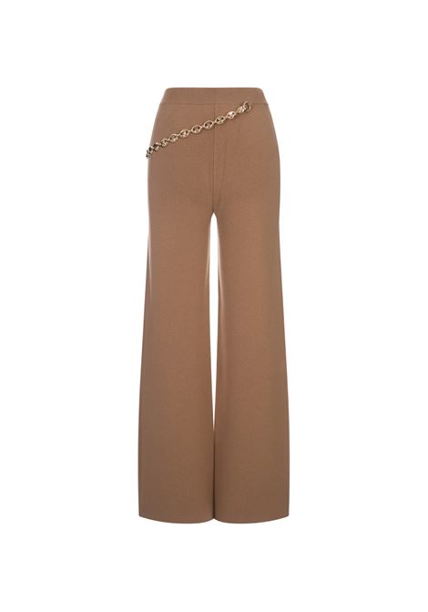 Camel Wool and Cashmere Wide-Leg Trousers with Chain RABANNE | 24AMPA278ML0239P830