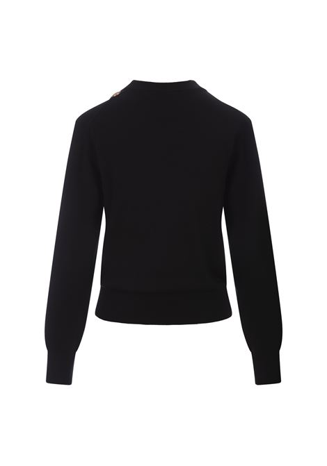 Black Crew Neck Sweater With Necklace Detail RABANNE | 24AMPU280ML0289P001