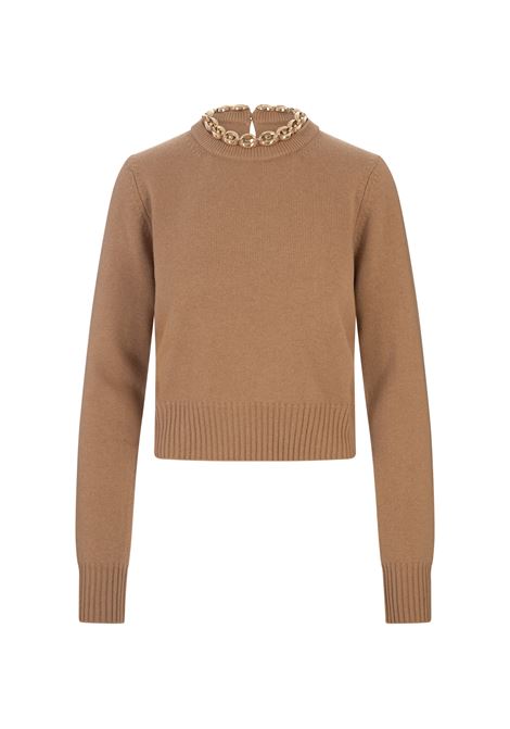 Camel Wool and Cashmere Sweater with Chain RABANNE | 24AMPU294ML0239P830