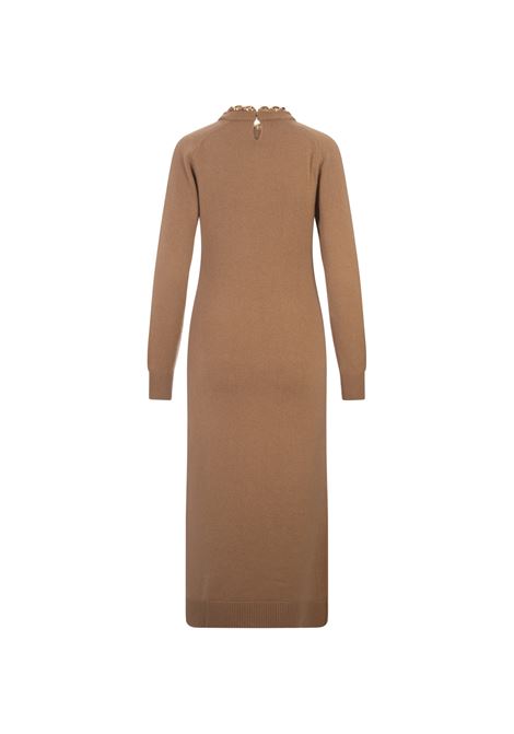 Camel Wool and Cashmere Long Dress with Chain RABANNE | 24AMR0901ML0239P830