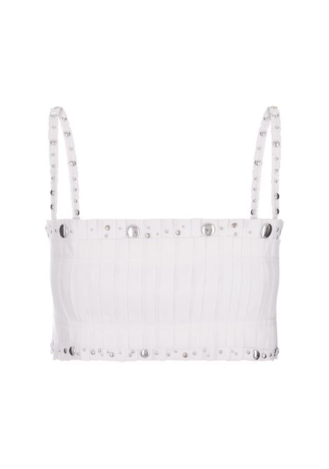 White Pleated Crop Top With Studs RABANNE | 24ECLI037C00450P100