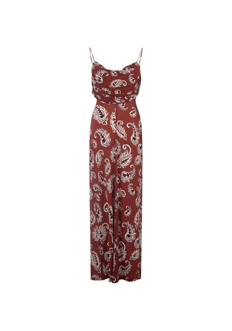 Red Printed Long Dress With Knot RABANNE | 24FJRO810VI0316V176