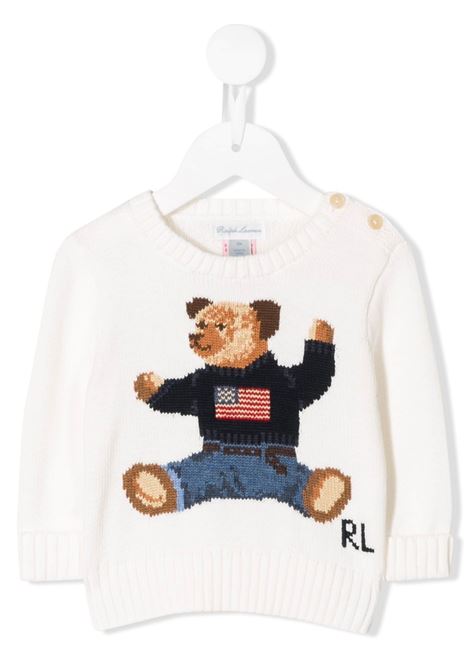 Polo Bear Cotton Sweater In White RALPH LAUREN KIDS | 320-669571003