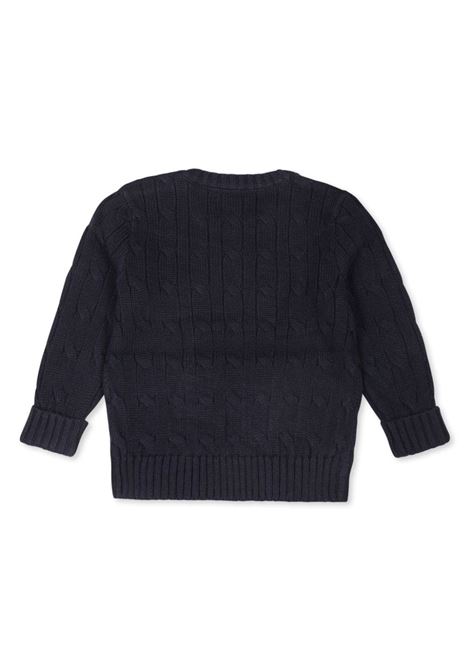 Blue Cable Knit Pullover With Contrast Pony RALPH LAUREN KIDS | 320-702674058