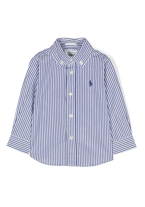 Camicia In Popeline a Righe Bianca e Blu Navy RALPH LAUREN KIDS | 320-862260002