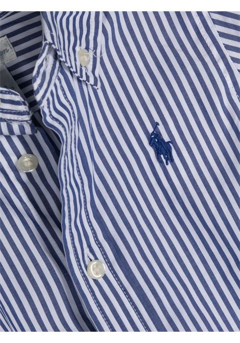 Camicia In Popeline a Righe Bianca e Blu Navy RALPH LAUREN KIDS | 320-862260002