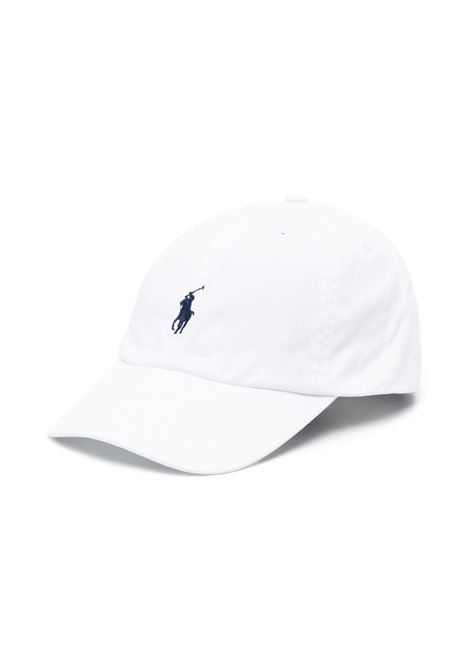 Cappello Da Baseball Bianco Con Pony Blu Navy RALPH LAUREN KIDS | 322-552489001