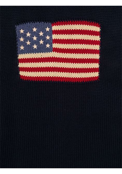 Blue Sweater With Flag and Monogram RALPH LAUREN KIDS | 322-668285001