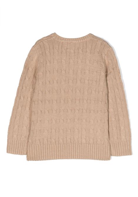 New Camel Melange Cable-Knit Cotton Sweater RALPH LAUREN KIDS | 322-702674057