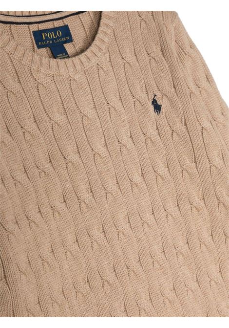 New Camel Melange Cable-Knit Cotton Sweater RALPH LAUREN KIDS | 322-702674057