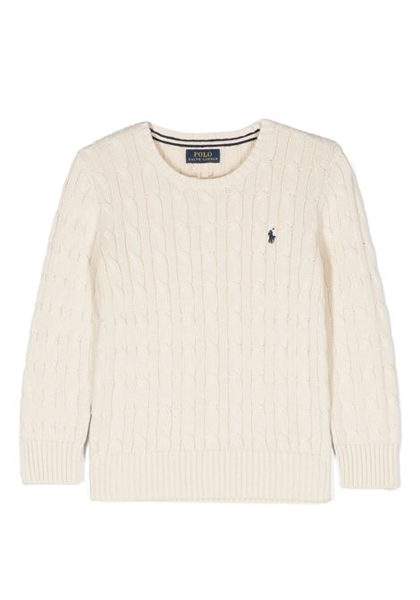 Maglia In Cotone a Trecce Crema RALPH LAUREN KIDS | 322-702674068