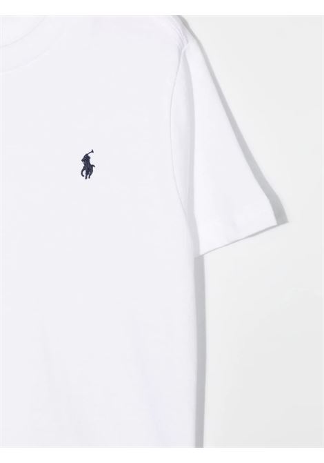 White T-Shirt With Navy Blue Pony RALPH LAUREN KIDS | 322-832904035