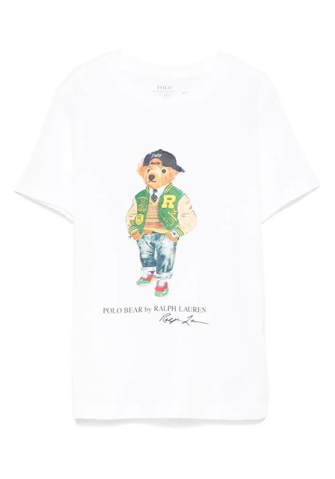 Polo Bear T-Shirt In White Cotton Jersey  RALPH LAUREN KIDS | 322-853828043