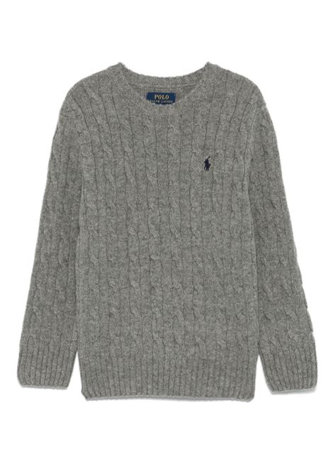 Maglione a Trecce Grigio Con Pony RALPH LAUREN KIDS | 322-877728004