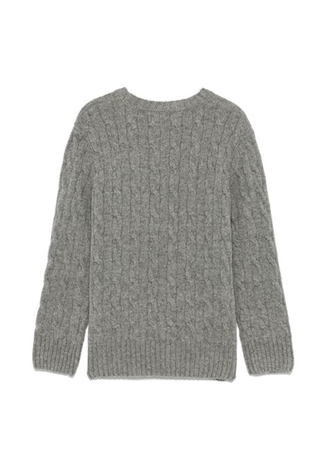 Grey Cable Knit Sweater With Pony RALPH LAUREN KIDS | 322-877728004