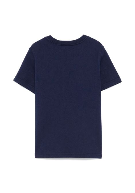 T-Shirt Blu Navy In Jersey Di Cotone Con Logo RALPH LAUREN KIDS | 322-954963001