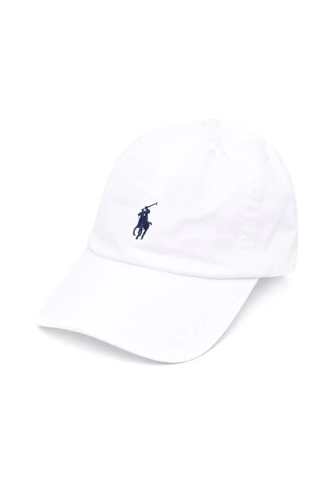 Cappello Da Baseball Bianco Con Pony Blu RALPH LAUREN KIDS | 323-552489001